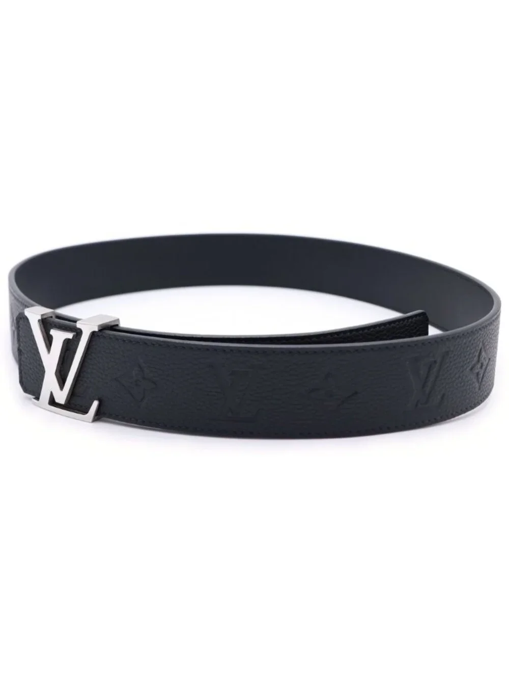 Louis Vuitton LV Initial Buckle 40 Reversible Leather Belt Black Silver